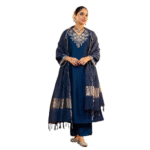 Women Embroidery Solid Straight Kurta and Pant Set with Dupatta
