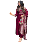 Women's Viscose Silk Heavy Embroidered Straight Kurta With Trouser